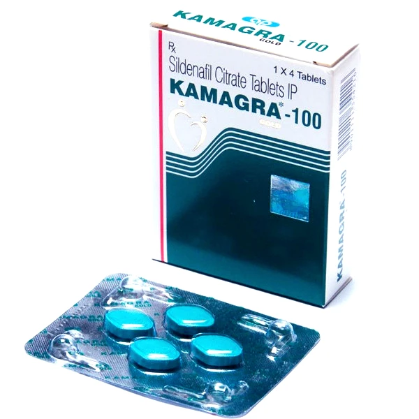 Kamagra-Tabletten in der Originalverpackung mit herausgenommenem Blister